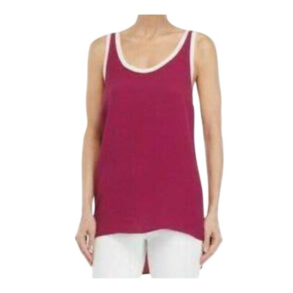 Sandro Sleeveless Hi Lo Black Currant Tank Top Pink Purple V-Back, size 1 (S) - Picture 1 of 10
